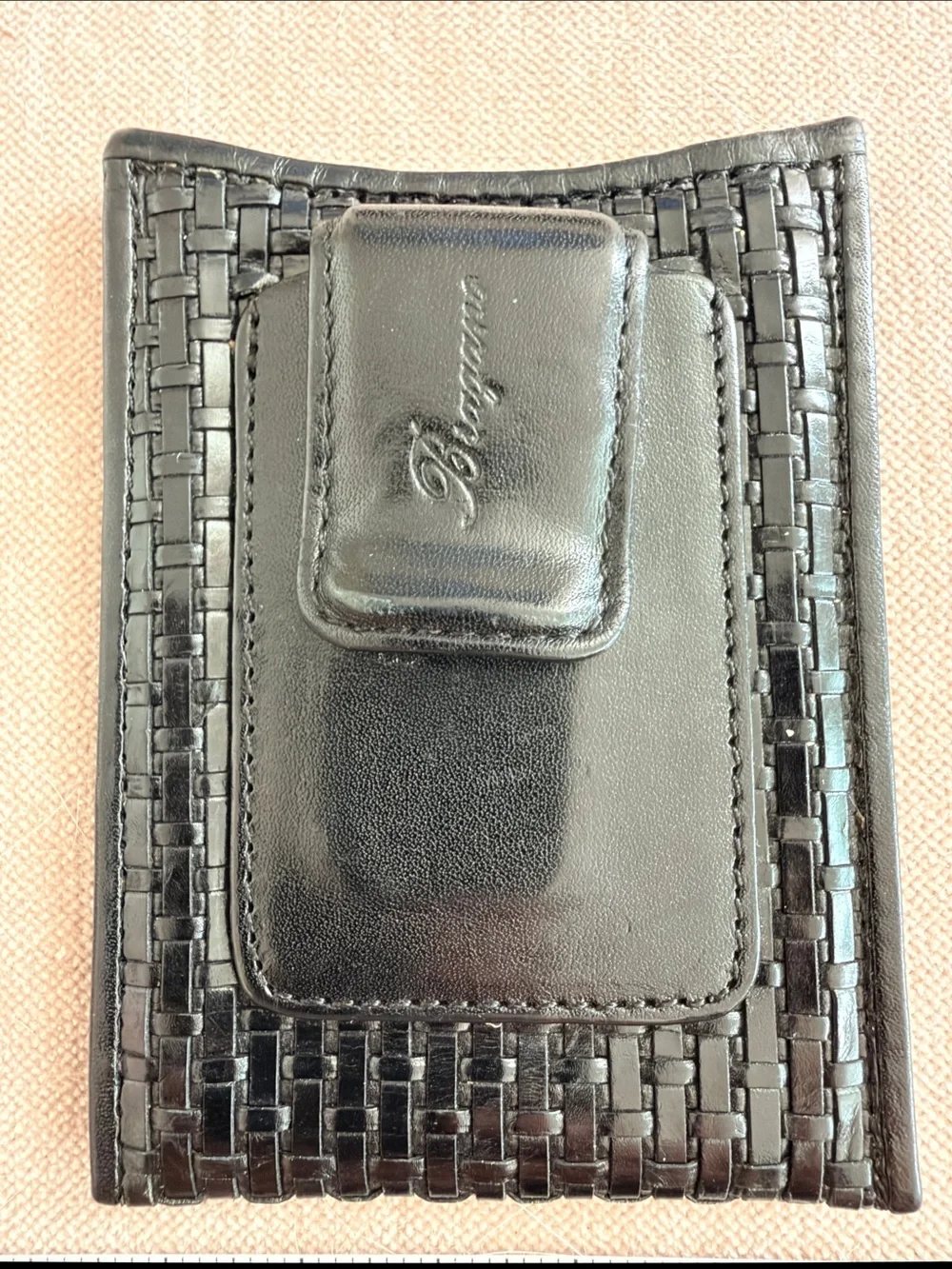 Cole Haan  Black Leather card & money clip